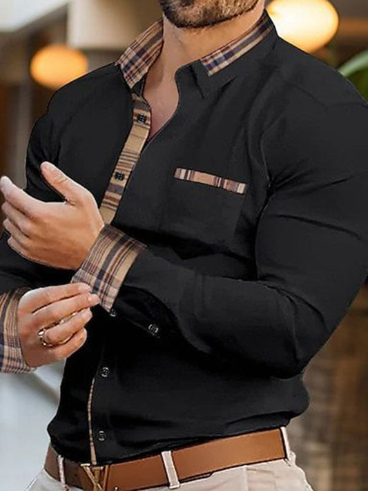 Men's Plaid Business Long Sleeve Shirt