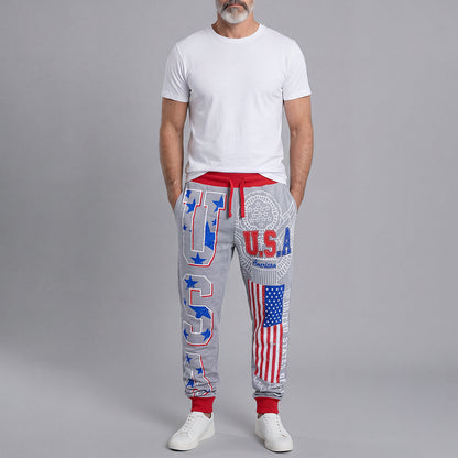 Men's Casual Athletic Pants with Letter Print