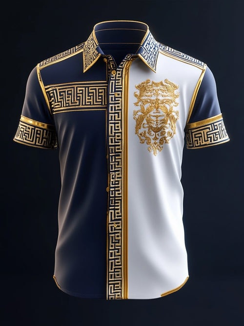 Men's Satin Luxe Print Short Sleeve Button Shirt