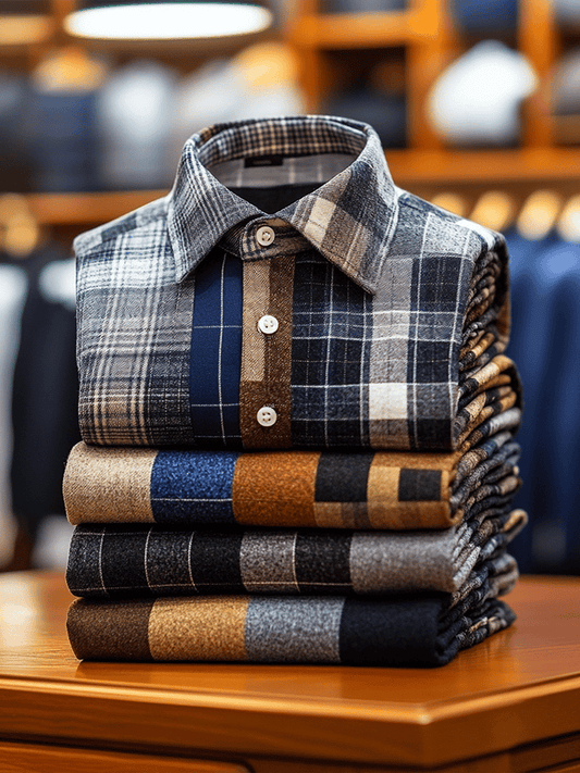 Men's contrast color classic luxury business long sleeve shirt