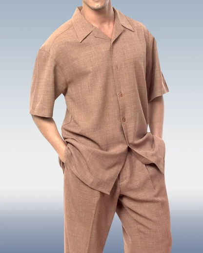 Men's Solid Color Short Sleeve Shirt Walking Set 4 Colors 433