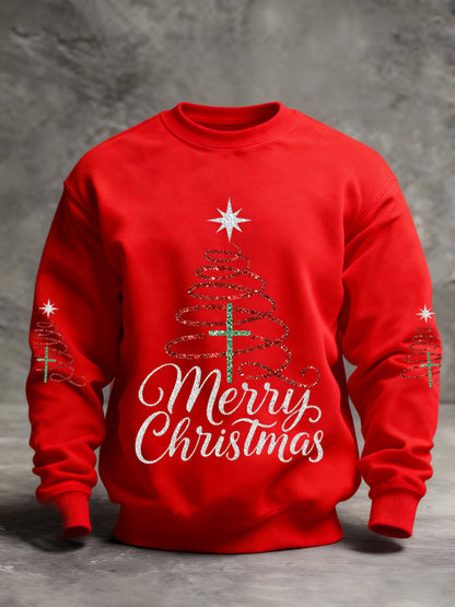 Men's Faith Cross Christmas Printed Pullover Sweatshirt