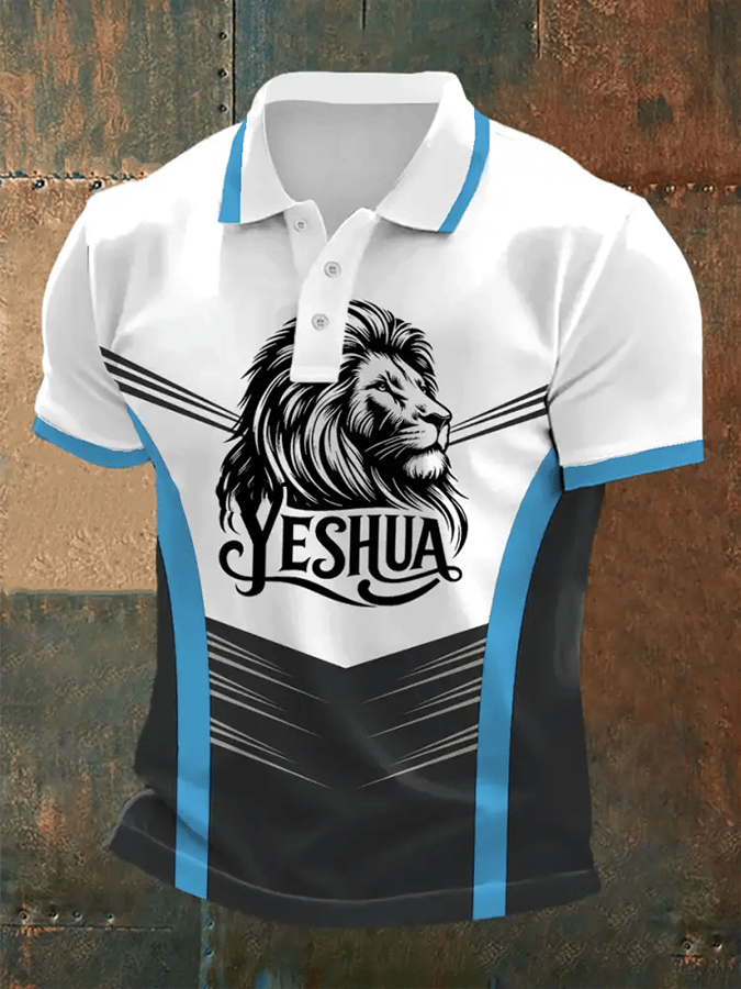 Men's Retro Faith Casual Printed Polo Shirt