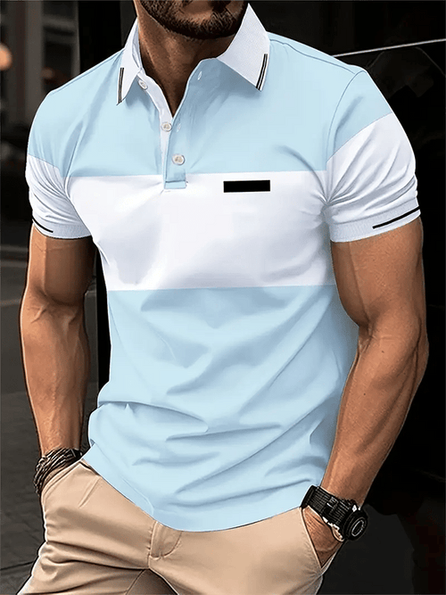 Men's Business Logo Button-Down Short Sleeve Polo Shirt