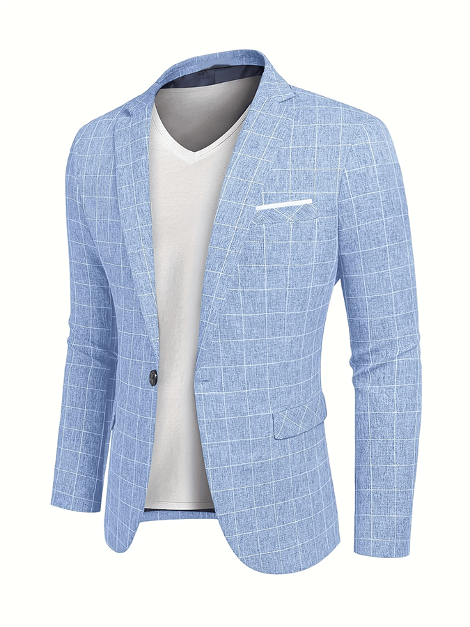 Men's Fashionable Plaid Design Single-Breasted Pocket Design Casual Suit