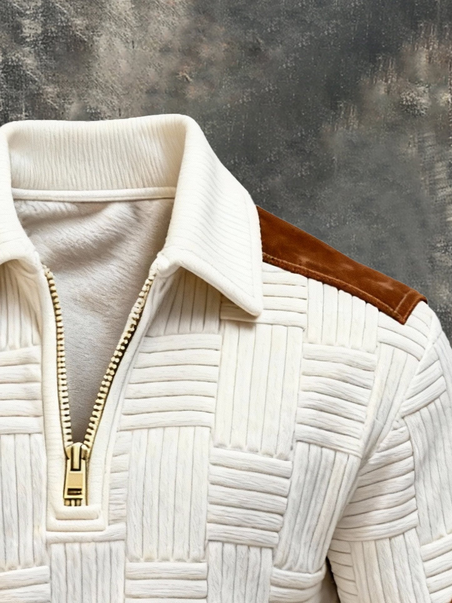Men's Retro Jacquard Textured Comfortable Zip-Up Sweatshirt