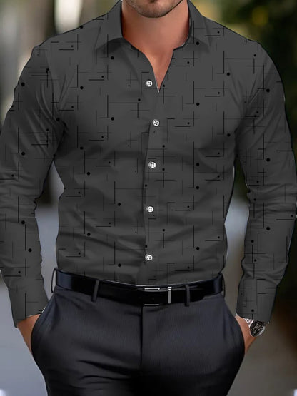 Men's Business Style Geometric Print Shirt