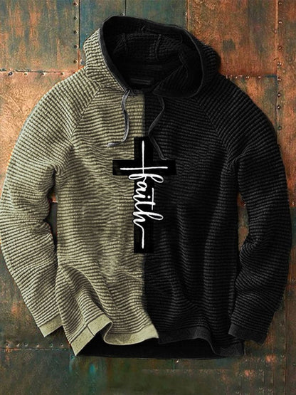 Men's Faith Cross Printed Hooded Sweatshirt