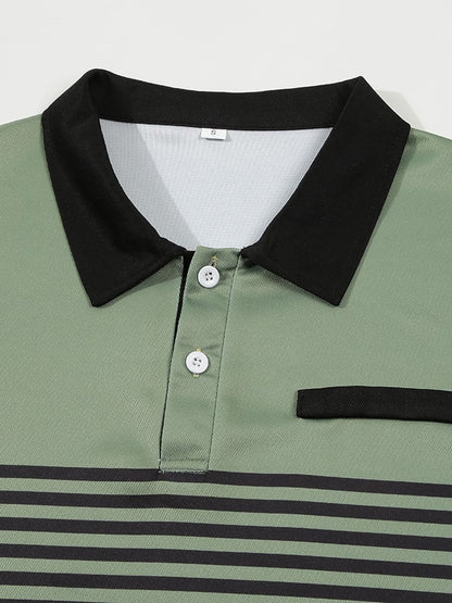 Men's Fashionable Contrast Color Short Sleeve Polo Shirt
