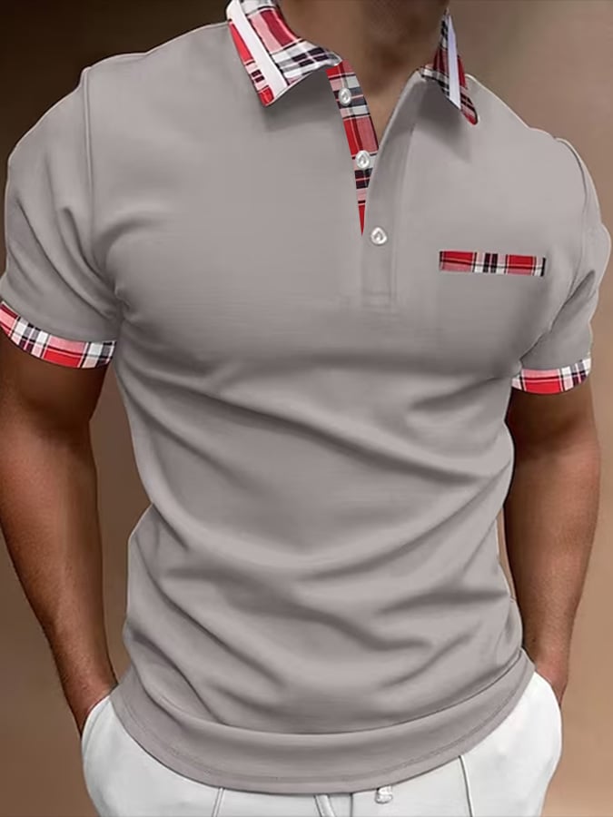 Short Sleeve Printed Pullover Polo Shirt
