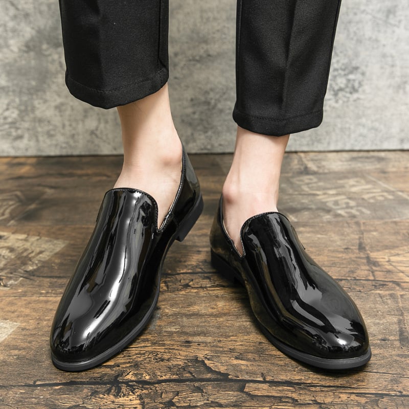 Men'S Fashion Gradient Color Casual Shiny Leather Shoes