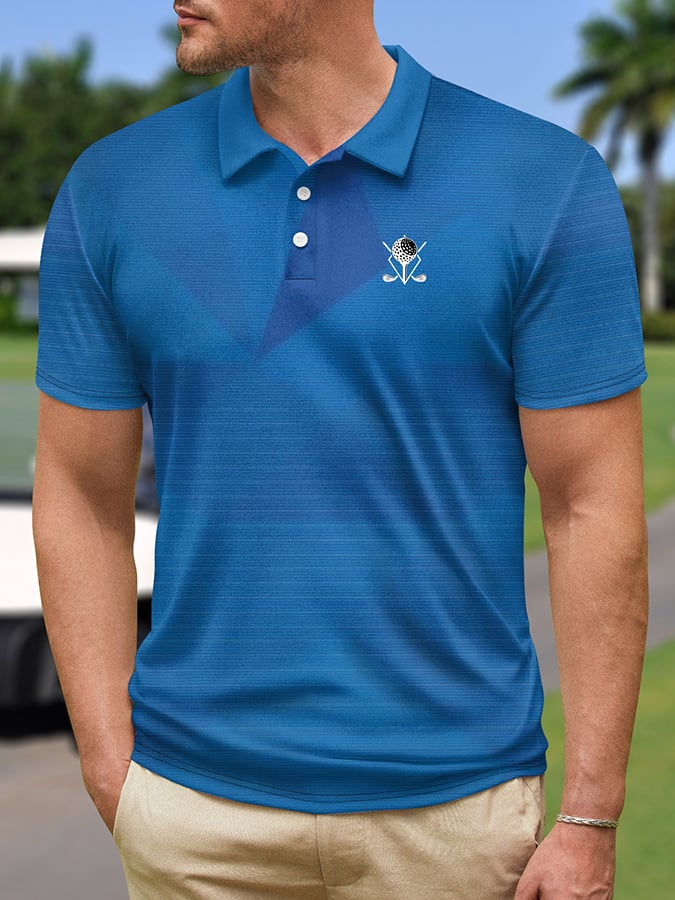 Men's Fashionable Geometric Short Sleeved Polo Shirt