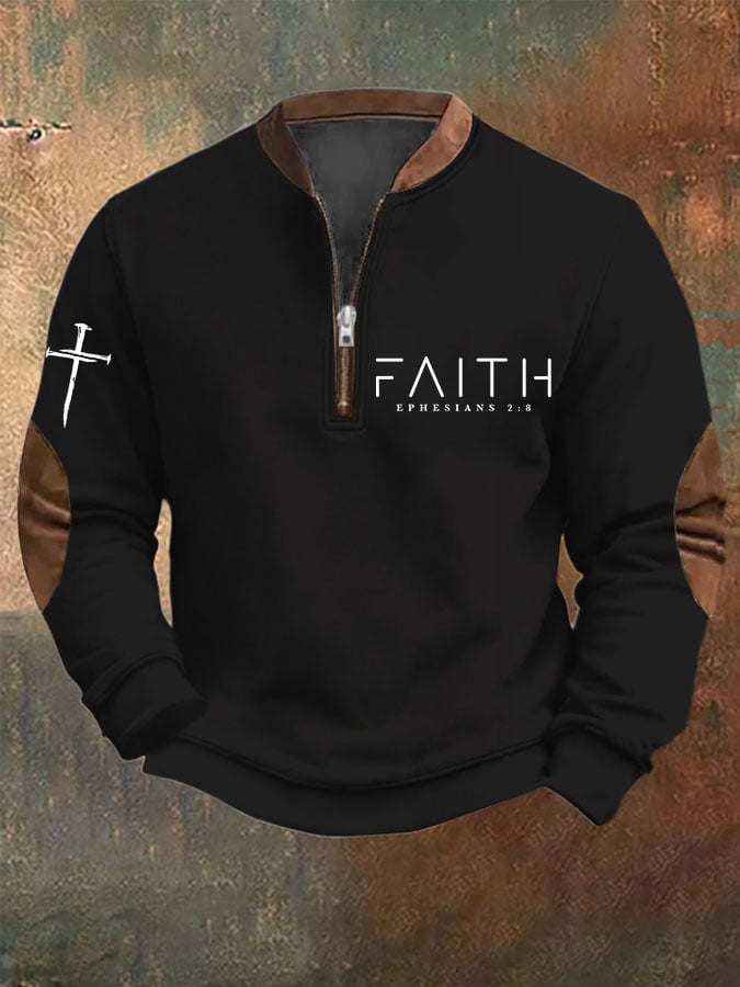 Men's Faith Printed Zip Collar Sweatshirt