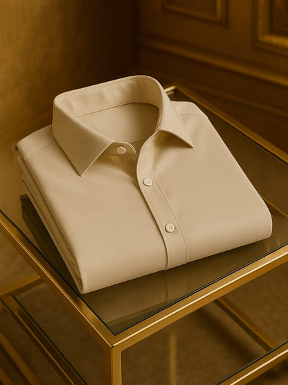 Men's Solid Color Daily Light Luxury Lapel Collar Long Sleeve Shirt