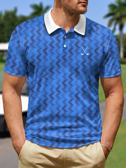 Men's Fashionable Geometric Short Sleeved Polo Shirt