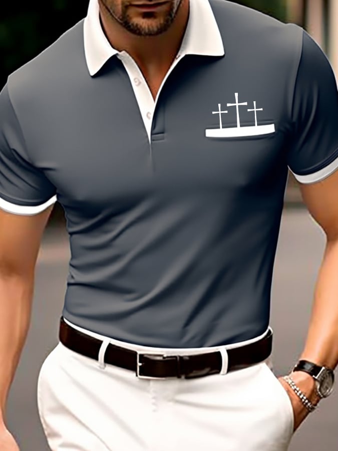 Men's Retro Faith Casual Printed Polo Shirt