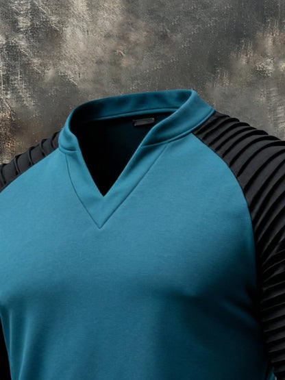 Men's Vintage Comfortable Color-Block Long-Sleeved T-Shirt