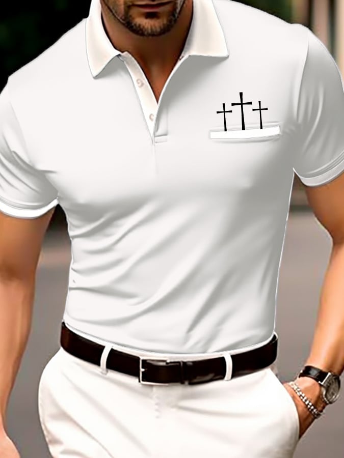 Men's Retro Faith Casual Printed Polo Shirt