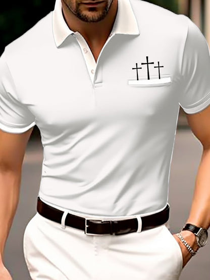Men's Retro Faith Casual Printed Polo Shirt