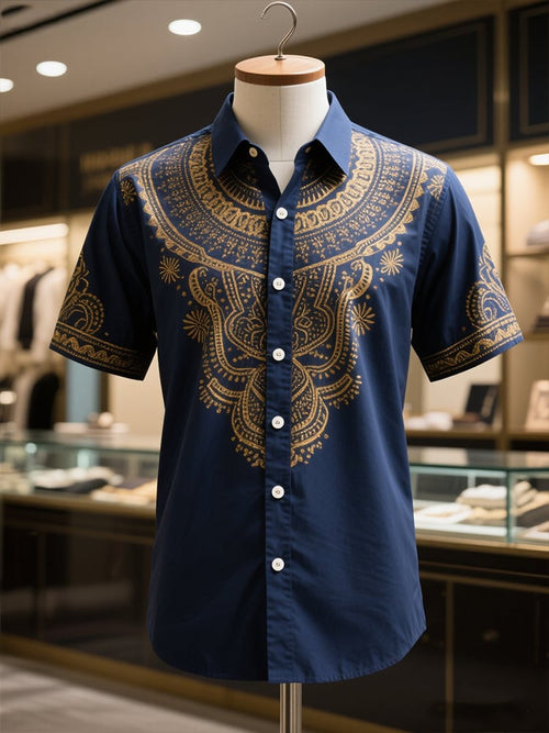 Men's Business Casual Lapel Short Sleeve Shirt
