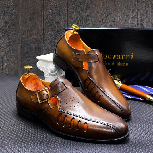 Summer Personality Hollow Large Size Casual Men'S Leather Shoes