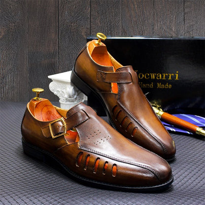 Summer Personality Hollow Large Size Casual Men'S Leather Shoes