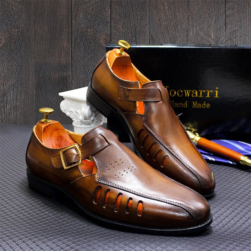 Summer Personality Hollow Large Size Casual Men'S Leather Shoes