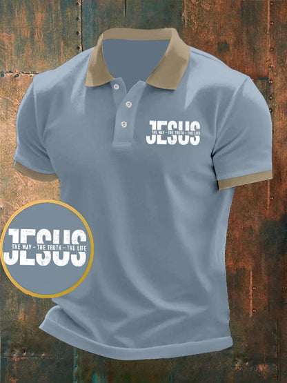 Men's Jesus The Way The Truth The Life Printed Casual Polo Shirt