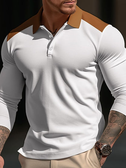 Fashion Print Print Lapel Pullover Long Sleeve Polo Shirt