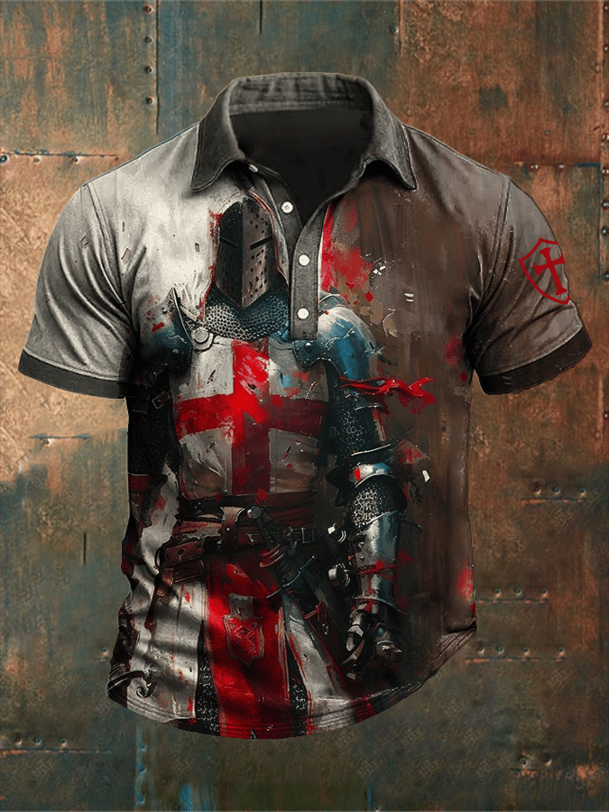 Men'S Retro Put On The Full Armor Of Godd Faith Printed POLO Shirt