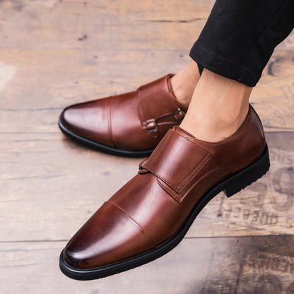 Business Casual British Double Buckle Leather Shoes