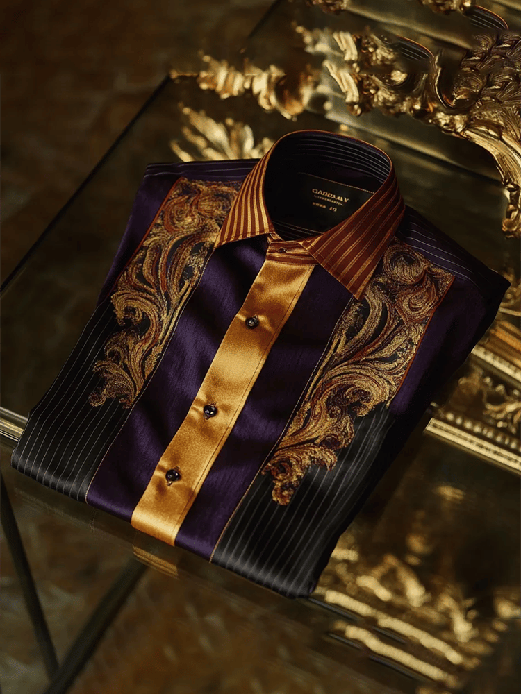 Men's Satin Luxe Print Short Sleeve Button Shirt