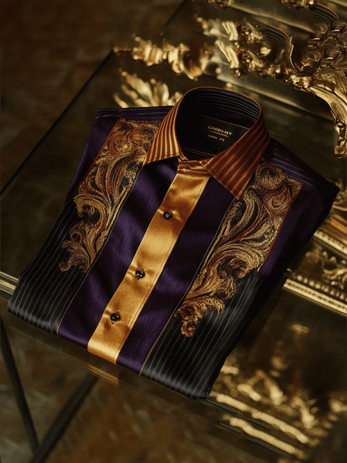 Men's Satin Luxe Print Short Sleeve Button Shirt