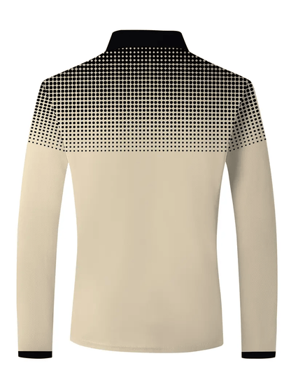 Men's Business Casual Striped Button-Down Polo
