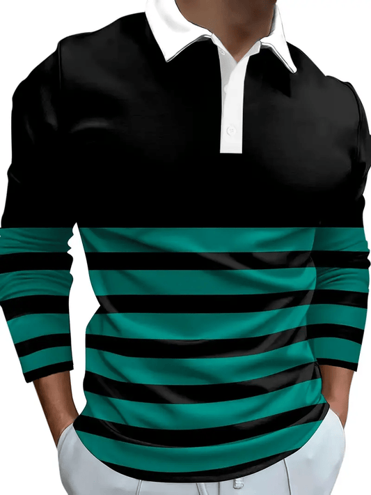 Men's Business Casual Striped Button-Down Shirt