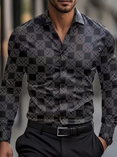 Men's Street Style Business Casual Printed Long Sleeve Shirt