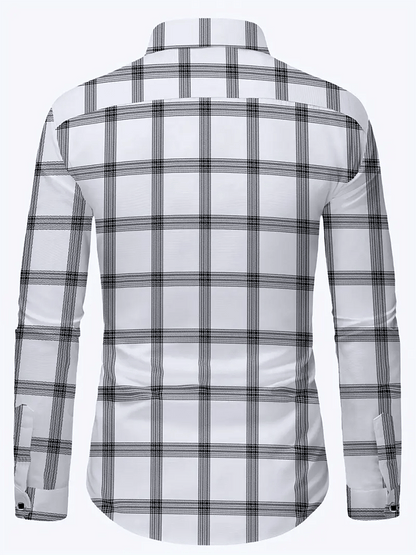 Men's Business Casual Printed Long Sleeve Shirt