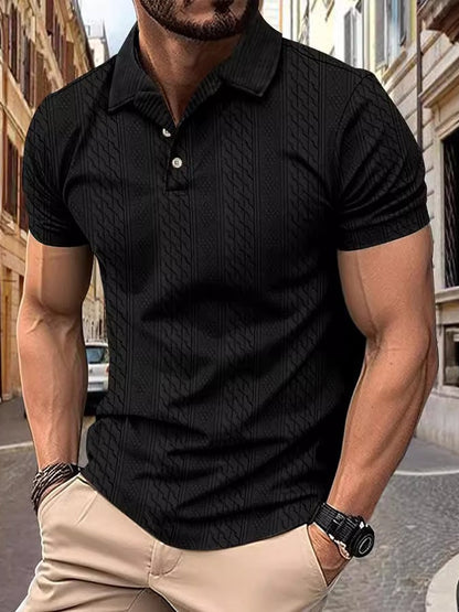 Men's Jacquard Fabric Fashionable Casual Polo Shirt