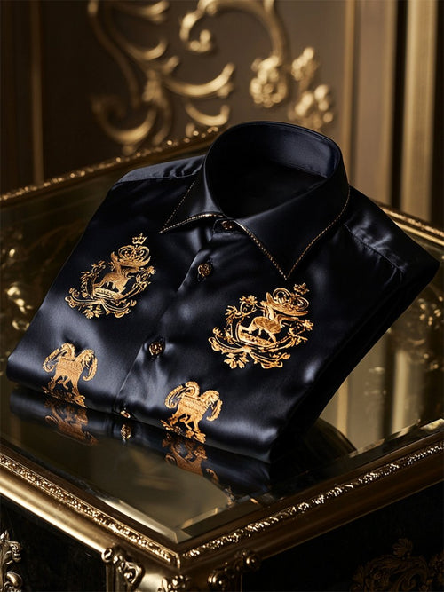 Men's Satin Luxe Long Sleeve Button Down Shirt