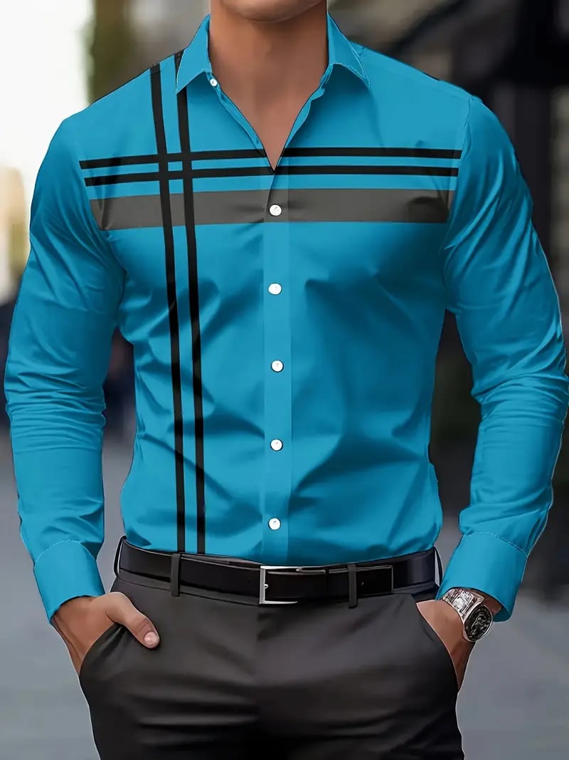 Men's Street Style Business Casual Printed Long Sleeve Shirt