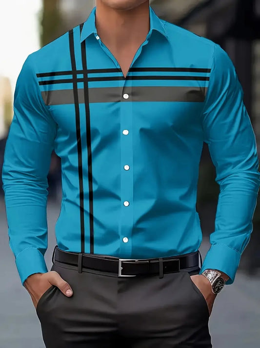 Men's Street Style Business Casual Printed Long Sleeve Shirt