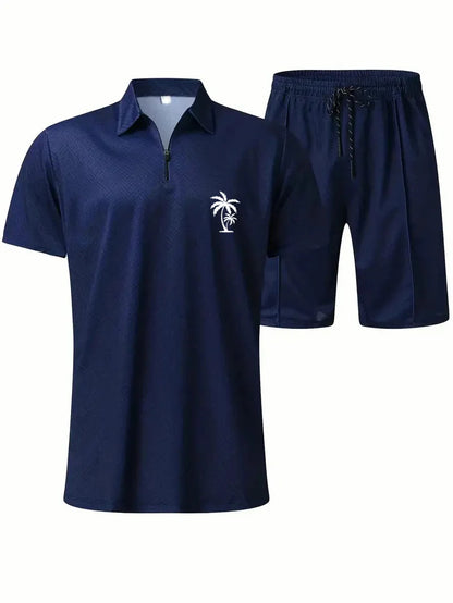 Suitmens Men's Daily Casual Collar Zipper Polo Shirt Set 214