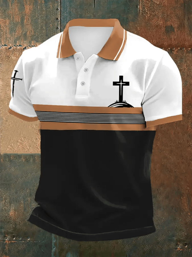 Men's Retro Faith Casual Printed Polo Shirt