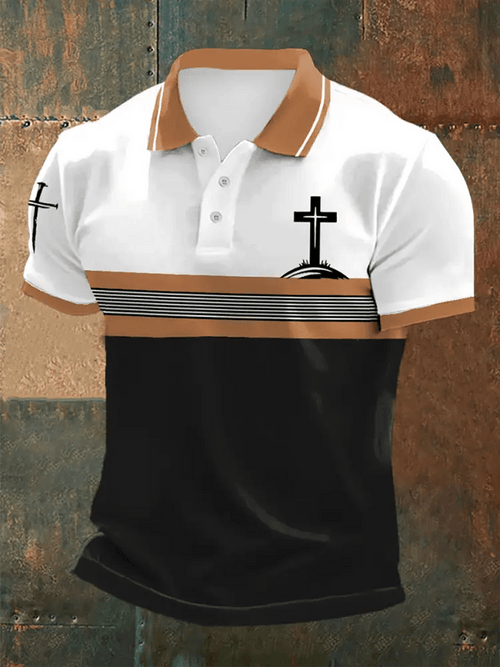 Men's Retro Faith Casual Printed Polo Shirt