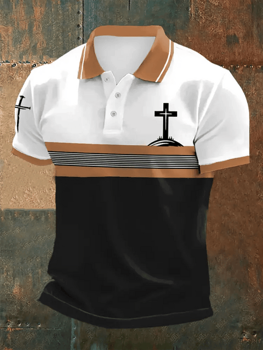 Men's Retro Faith Casual Printed Polo Shirt