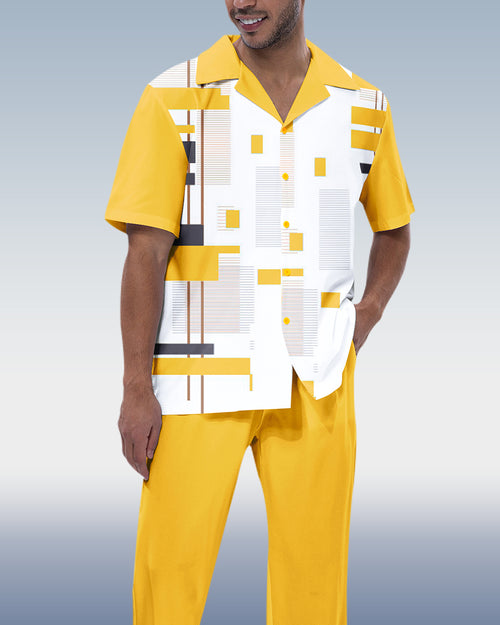 Rianmond Men's Walking Canary - Short Sleeve Men's Two-Piece Lounge Suit