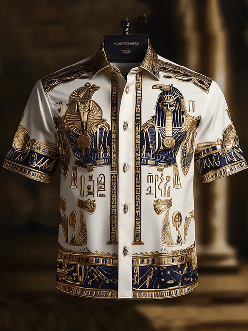 Men's satin short-sleeved shirt