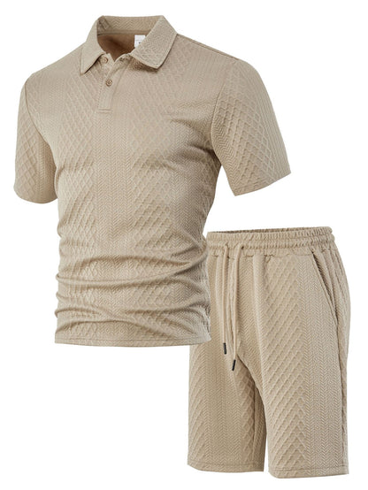 Men's Knit Short Sleeve Polo Shirt set