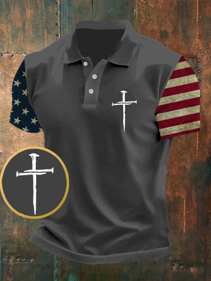 Men's Faith Print Short Sleeve Polo Shirt