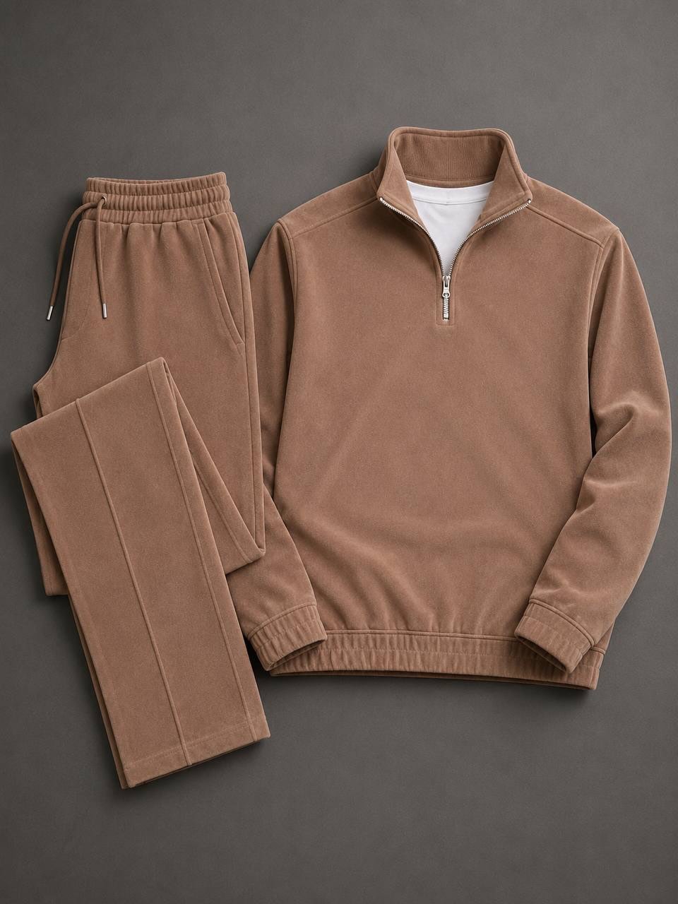 Men's Solid-Color Zipper Hoodie and Pants Set